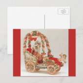 Victoriaans Valentijnsdag, auto met bloemen Feestdagenkaart (Voorkant / Achterkant)