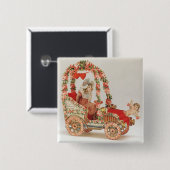 Victoriaans Valentijnsdag, auto met bloemen Vierkante Button 5,1 Cm (Voorkant /achterkant)