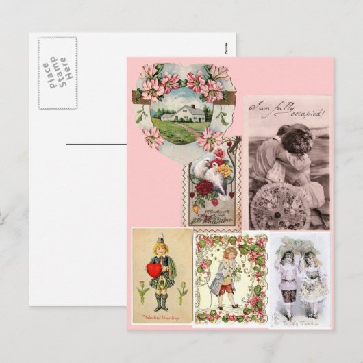 Victoriaans Valentijnsdag Briefkaart (Voorkant / Achterkant)