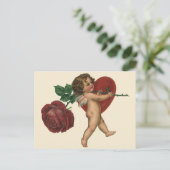  Victoriaans Valentijnsdag Cherub en Roos Feestdagenkaart (Staand voorkant)