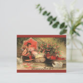  Victoriaans Valentijnsdag Cherub met hart Feestdagenkaart (Staand voorkant)