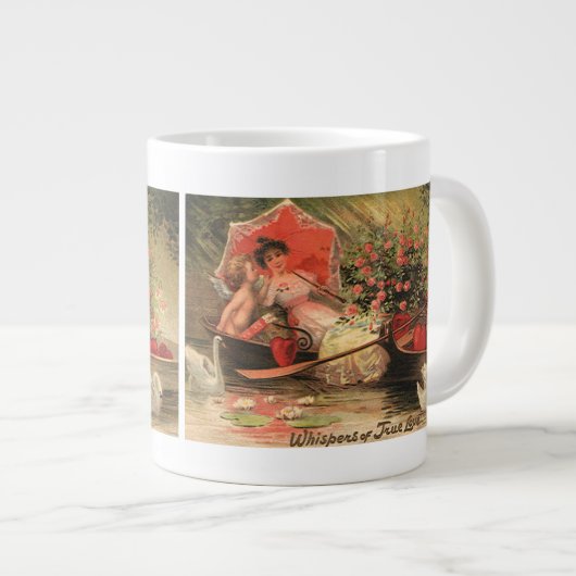  Victoriaans Valentijnsdag Cherub met hart Grote Koffiekop (Voorkant rechts)