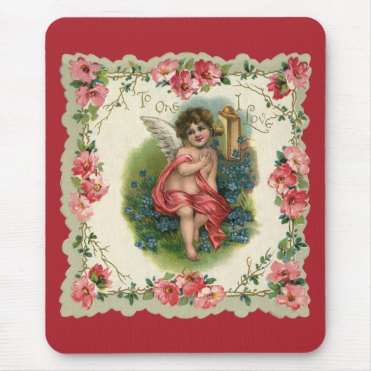  Victoriaans Valentijnsdag Cherub telefonisch Muismat (Voorkant)