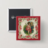 Victoriaans Valentijnsdag Cherub telefonisch Vierkante Button 5,1 Cm (Voorkant /achterkant)