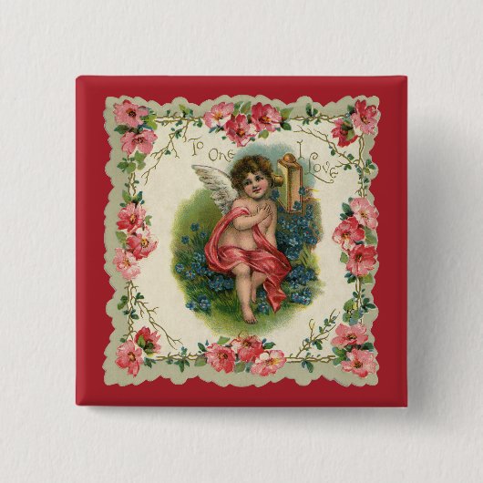 Victoriaans Valentijnsdag Cherub telefonisch Vierkante Button 5,1 Cm (Voorkant)