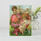  Victoriaans Valentijnsdag Cherub Uitnodiging (Staand voorkant)