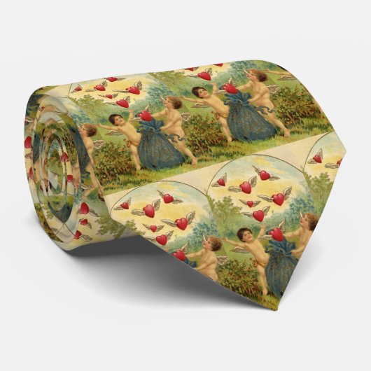  Victoriaans Valentijnsdag, Cherubs Hearts Stropdas (Opgerold)