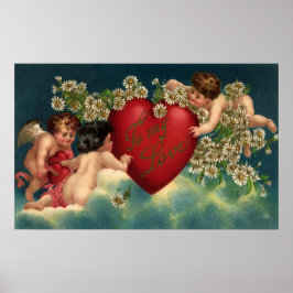  Victoriaans Valentijnsdag Cherubs in de hemel Poster