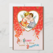  Victoriaans Valentijnsdag, Cherubs in Heart Feestdagenkaart (Voorkant)