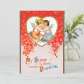  Victoriaans Valentijnsdag, Cherubs in Heart Feestdagenkaart (Staand voorkant)