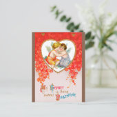 Victoriaans Valentijnsdag, Cherubs in Heart Feestdagenkaart (Staand voorkant)