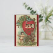  Victoriaans Valentijnsdag Cherubs Treehouse Feestdagenkaart (Staand voorkant)