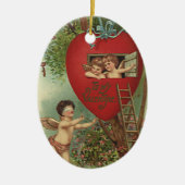  Victoriaans Valentijnsdag Cherubs Treehouse Keramisch Ornament (Voorkant)