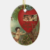 Victoriaans Valentijnsdag Cherubs Treehouse Keramisch Ornament (Achterkant)