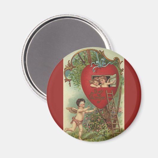  Victoriaans Valentijnsdag Cherubs Treehouse Magneet (Voorkant / Achterkant)