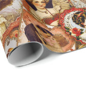  Victoriaans Valentijnsdag Collage Cadeaupapier (Rol Hoek)