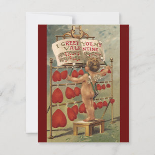 Victoriaans Valentijnsdag, Cupid en Harten Feestdagenkaart