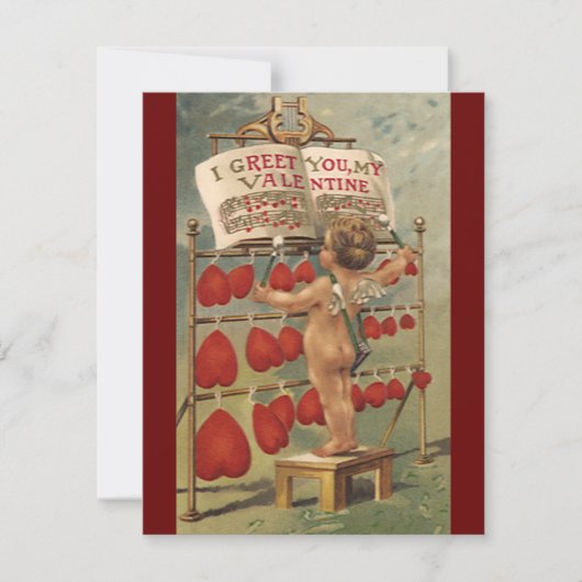  Victoriaans Valentijnsdag, Cupid en Harten Feestdagenkaart (Voorkant)