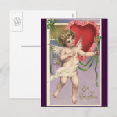  Victoriaans Valentijnsdag Cupid met hart Feestdagenkaart (Voorkant / Achterkant)