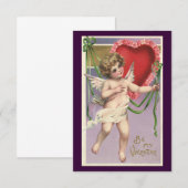  Victoriaans Valentijnsdag Cupid met hart Kaart (Voorkant / Achterkant)