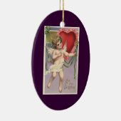  Victoriaans Valentijnsdag Cupid met hart Keramisch Ornament (Rechts)