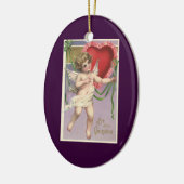  Victoriaans Valentijnsdag Cupid met hart Keramisch Ornament (Links)