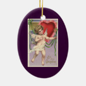  Victoriaans Valentijnsdag Cupid met hart Keramisch Ornament (Achterkant)