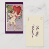  Victoriaans Valentijnsdag Cupid met hart Notitiekaartje (Voorkant / Achterkant)