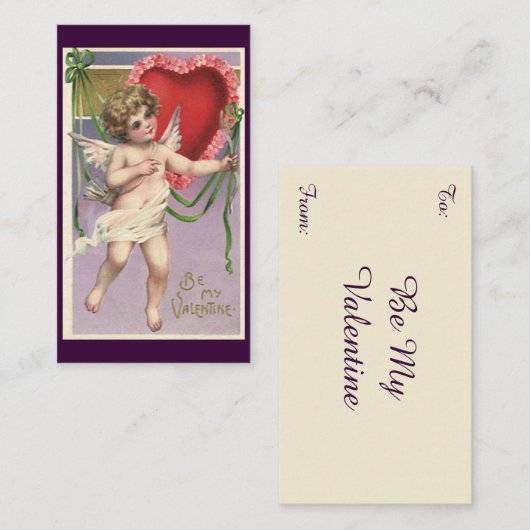  Victoriaans Valentijnsdag Cupid met hart Notitiekaartje (Voorkant / Achterkant)