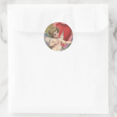  Victoriaans Valentijnsdag Cupid met hart Ronde Sticker (Tas)