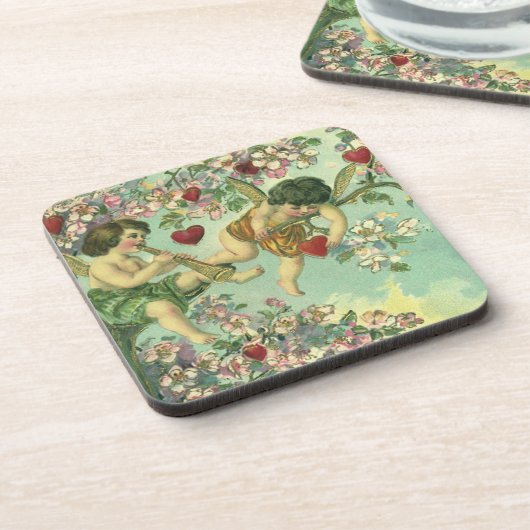  Victoriaans Valentijnsdag Cupids Hartstructuur Drankjes Onderzetter (Linkerzijde)