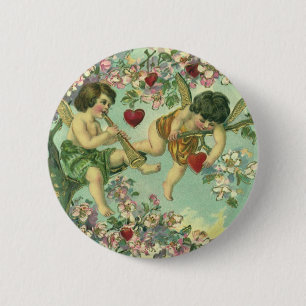Victoriaans Valentijnsdag Cupids Hartstructuur Ronde Button 5,7 Cm