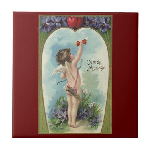  Victoriaans Valentijnsdag, Cupid's Message Tegeltje (Voorkant)