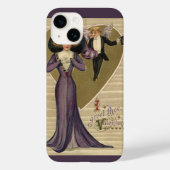 Victoriaans Valentijnsdag, dame in Paars Case-Mate iPhone Case (Achterkant)
