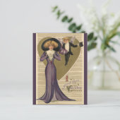  Victoriaans Valentijnsdag, dame in Paars Feestdagenkaart (Staand voorkant)