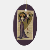  Victoriaans Valentijnsdag, dame in Paars Keramisch Ornament (Rechts)