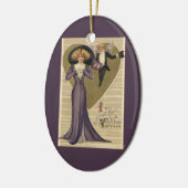  Victoriaans Valentijnsdag, dame in Paars Keramisch Ornament (Links)