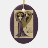  Victoriaans Valentijnsdag, dame in Paars Keramisch Ornament (Voorkant)