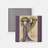  Victoriaans Valentijnsdag, dame in Paars Magneet (Voorkant / Achterkant)