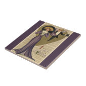  Victoriaans Valentijnsdag, dame in Paars Tegeltje (Zijkant)