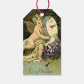 Victoriaans Valentijnsdag,  Engel Tortelduifjes Cadeaulabel (Voorkant)