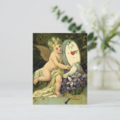 Victoriaans Valentijnsdag,  Engel Tortelduifjes Feestdagenkaart (Staand voorkant)