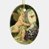 Victoriaans Valentijnsdag, Engel Tortelduifjes Keramisch Ornament (Achterkant)