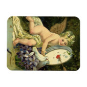 Victoriaans Valentijnsdag,  Engel Tortelduifjes Magneet (Horizontaal)