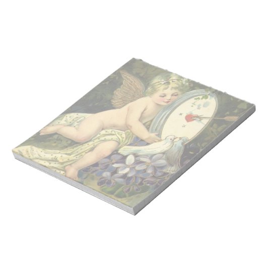 Victoriaans Valentijnsdag,  Engel Tortelduifjes Notitieblok (Linkerzijde)