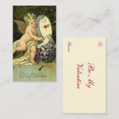 Victoriaans Valentijnsdag,  Engel Tortelduifjes Notitiekaartje (Voorkant / Achterkant)