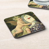 Victoriaans Valentijnsdag,  Engel Tortelduifjes Onderzetter (Linkerzijde)