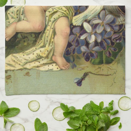 Victoriaans Valentijnsdag, Engel Tortelduifjes Theedoek (Gevouwen)