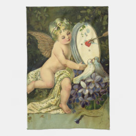 Victoriaans Valentijnsdag,  Engel Tortelduifjes Theedoek