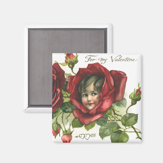  Victoriaans Valentijnsdag, gezichten in Rozen Magneet (Voorkant / Achterkant)